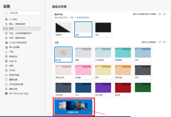 edge浏览器怎么获得更多主题