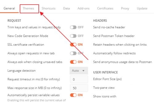 Postman如何设置黑色背景