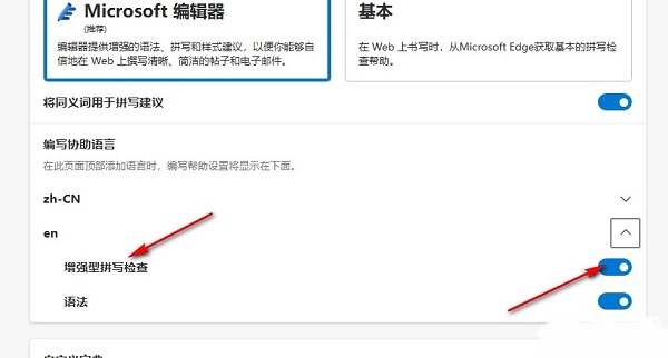 Edge浏览器怎么开启增强型拼写检查功能